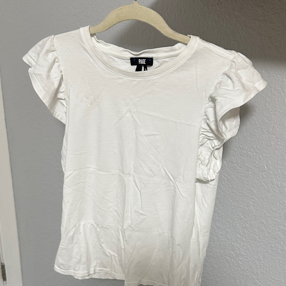 PAIGE White Short Sleeve Ruffle Top M